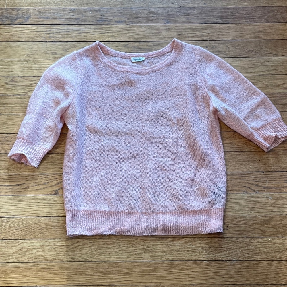 Filippa K Blush Pink Short Sleeve Sweater M Minimalist Knit